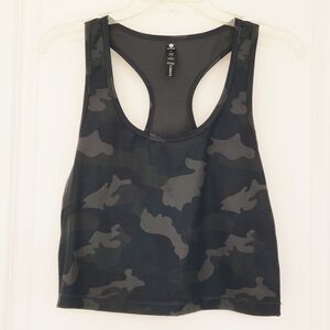 Women's Black Camo Racerback Crop Tank Top